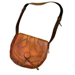 Vintage Leather PatchWork Handmade Saddle Bag